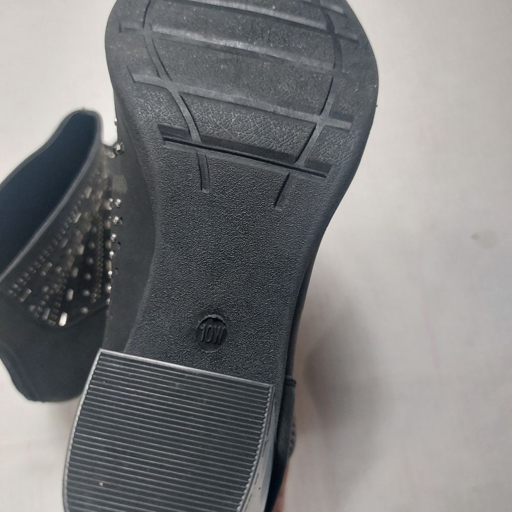 CloudWalkers by Avenue, Black Sparkle Embellished Open Toe Zip Boots Size 10W - Picture 6 of 11